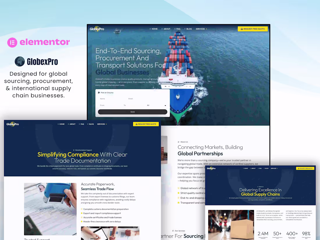 Cover image for GlobexPro Elementor Pro Template Kit Design