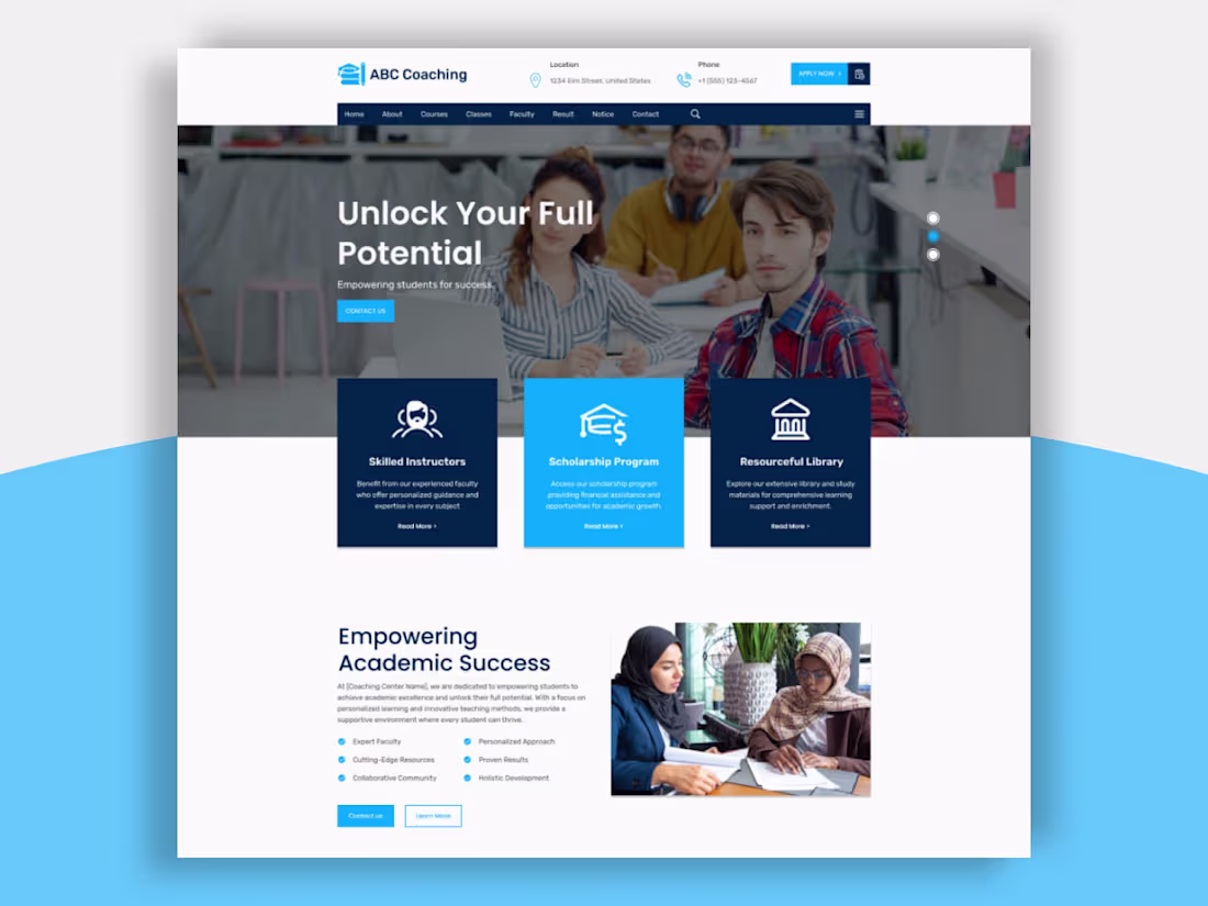 Cover image for ABC Coaching Website UI Design