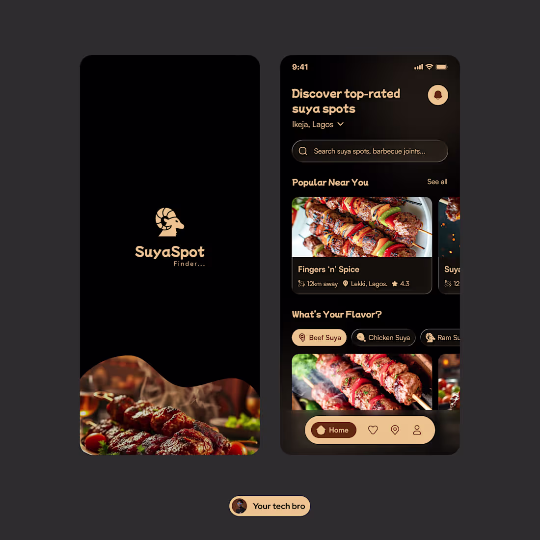 Cover image for Suya spot finder mobile app ui