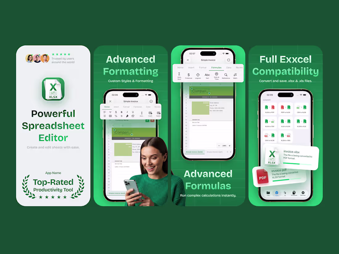 Cover image for App Store Screenshots for Mobile Spreadsheet Editor