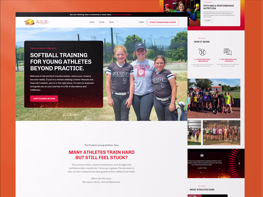 Cover image for Softball Training Program | Courses, Coaching & Nutrition