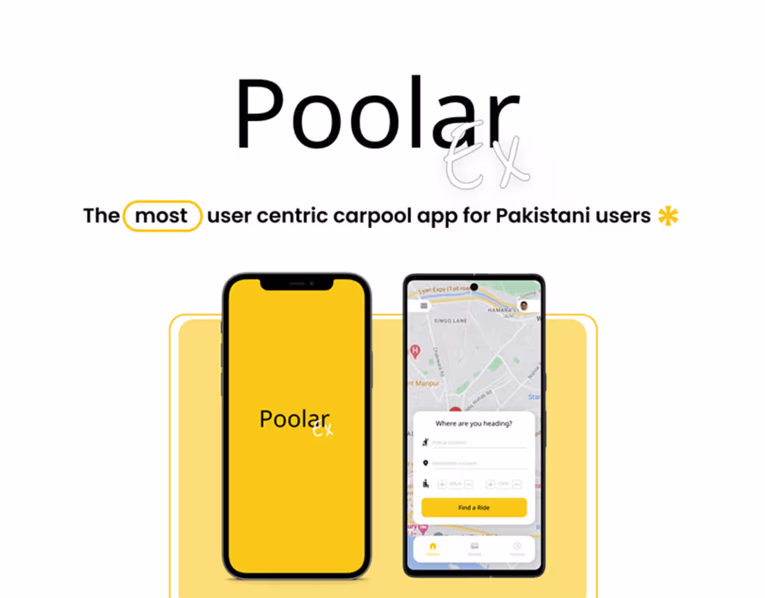 Cover image for Poolar Express (carpool app) Ui UX CaseStudy on Behance