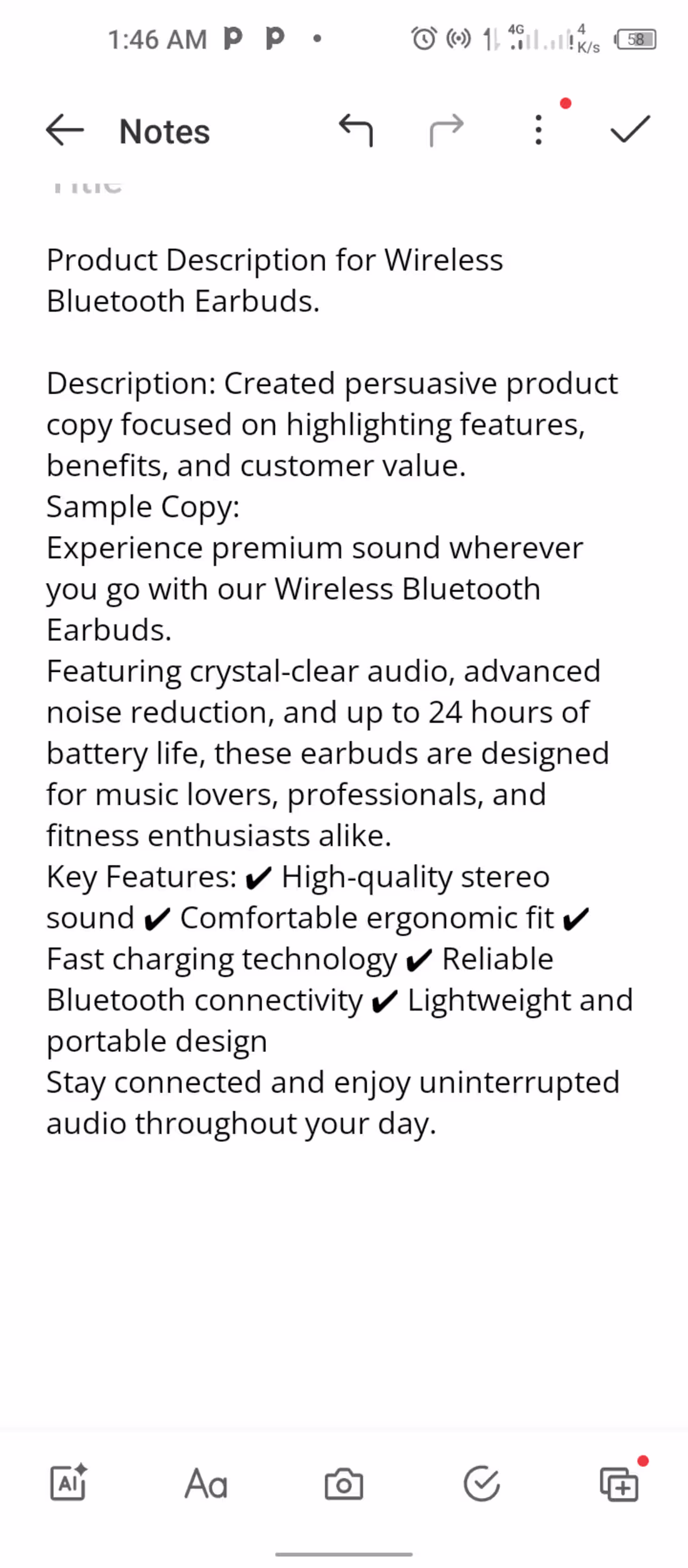 Cover image for Product Description for Wireless Bluetooth