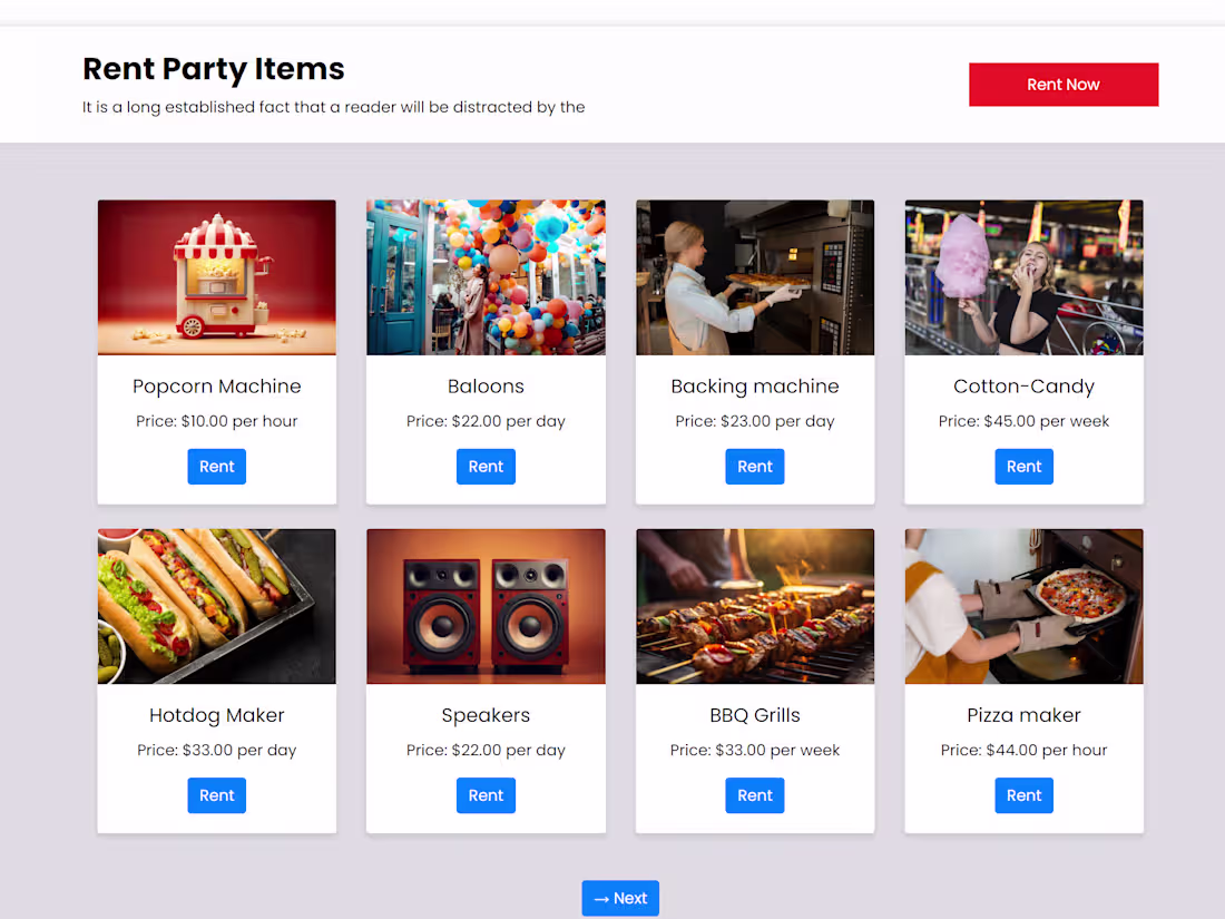 Cover image for Rent an item Website