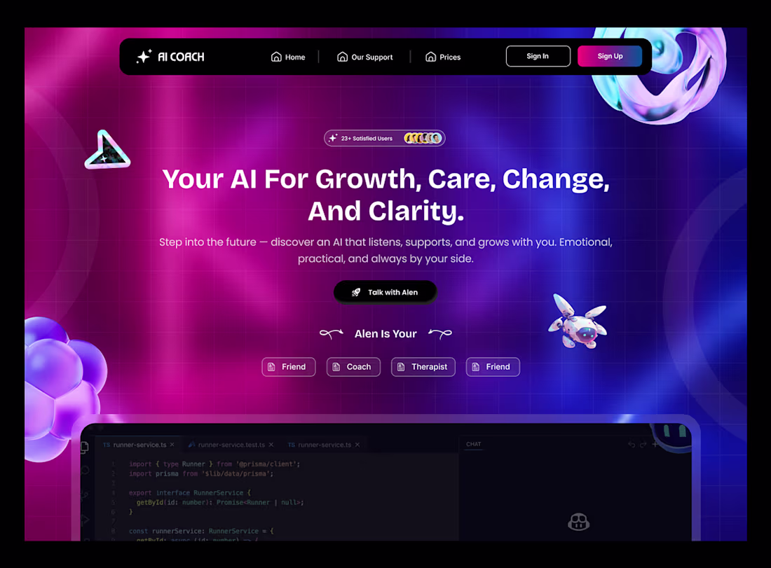 Cover image for Hero Section Designs - AI Chatbot - Pocket Friend