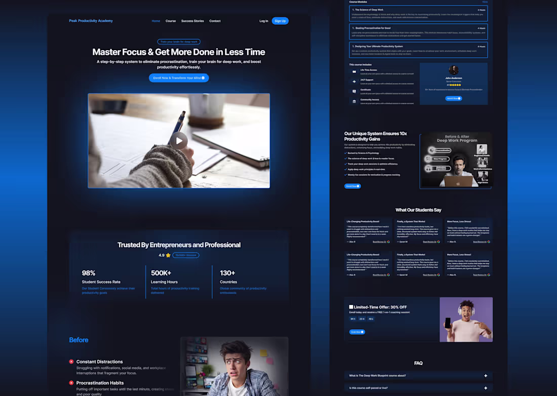 Cover image for Course Selling Website Landing Page