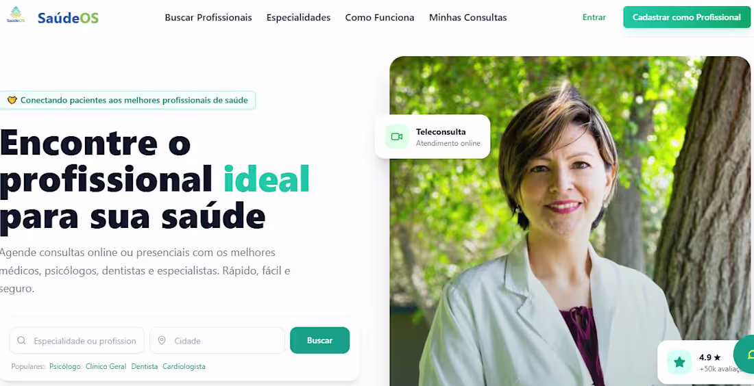 Cover image for SaúdeOS — Healthcare Booking Marketplace