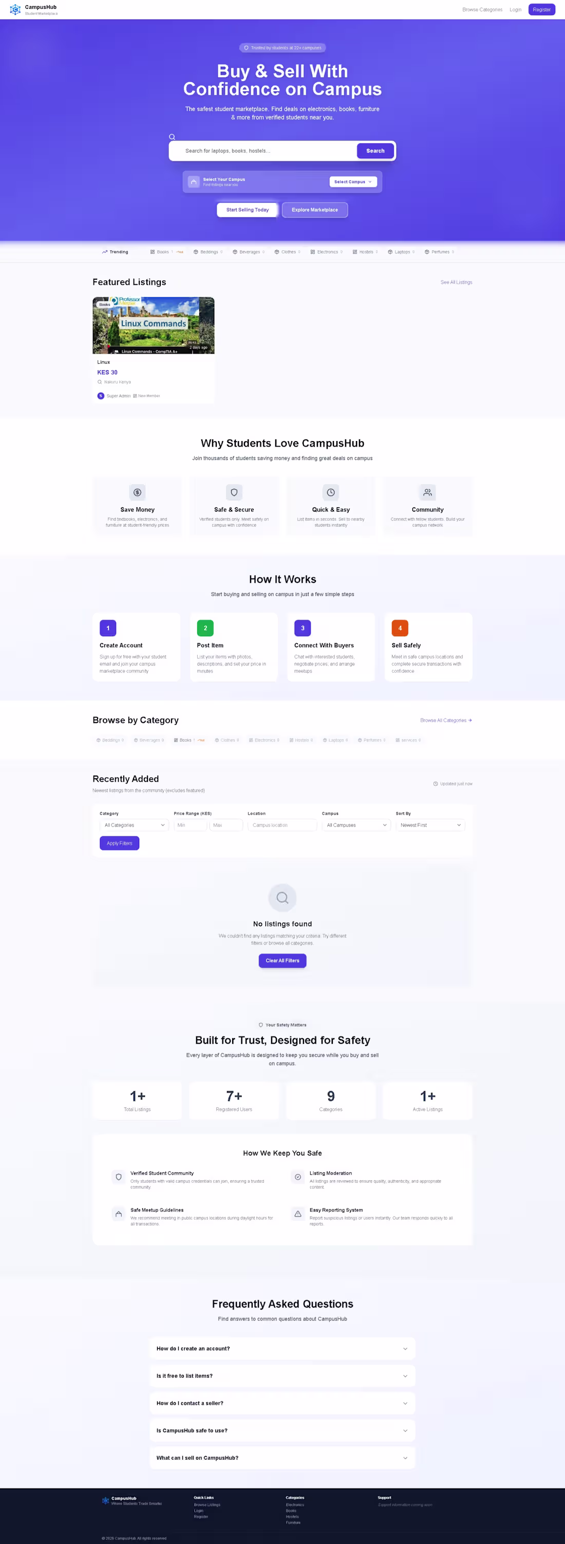 Cover image for CampusHub
Student marketplace platform built with