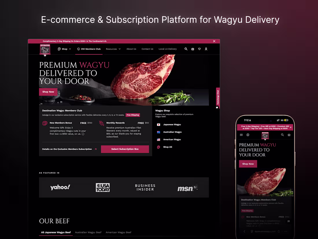 Cover image for E-commerce Website Design for Premium Meat Brand