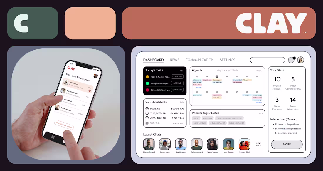 Cover image for Clay: parenting platform for web & mobile :: Behance