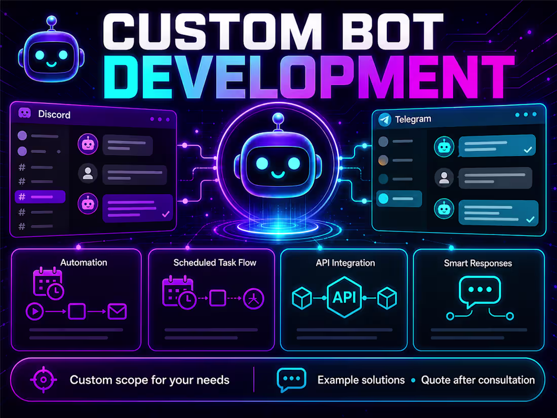 Cover image for Custom Discord Telegram and Automation Bot Development