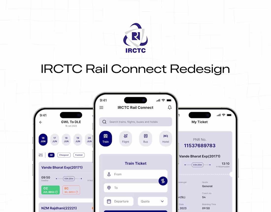 Cover image for IRCTC Rail Connect: App Redesign