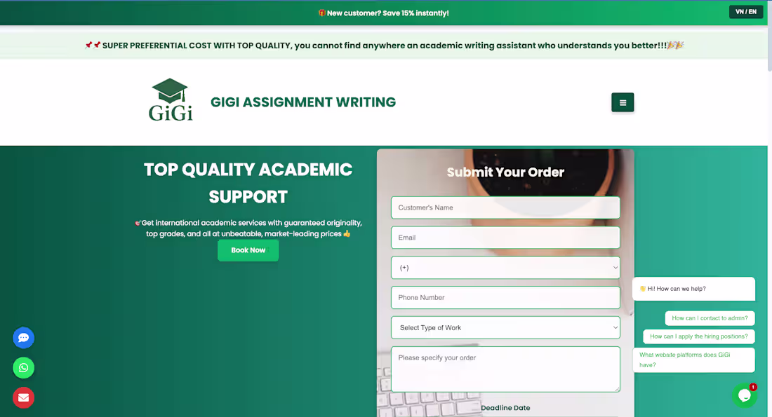 Cover image for Academic Writing Service Website 