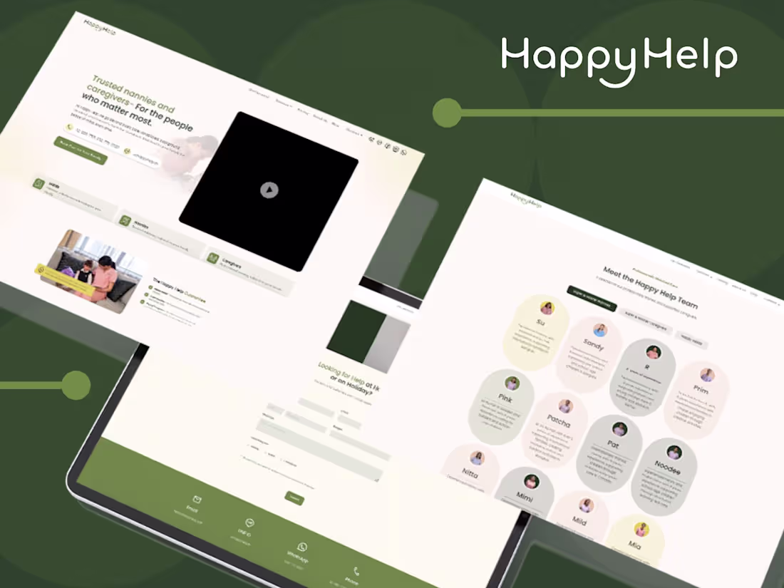 Cover image for ✔ Nanny & Caregiver Platform Website | Happy Help Thailand