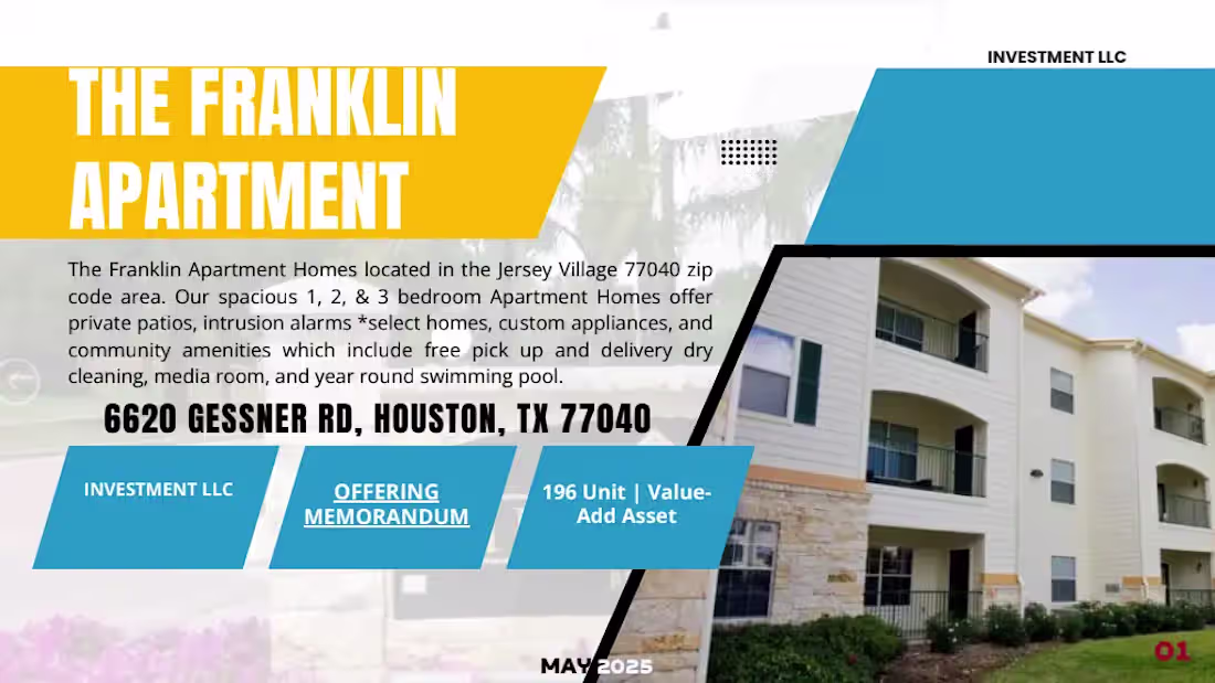 Cover image for _PITCHDECK FOR THE FRANKLIN APARTMENT, HOUSTON, TEXAS.pdf