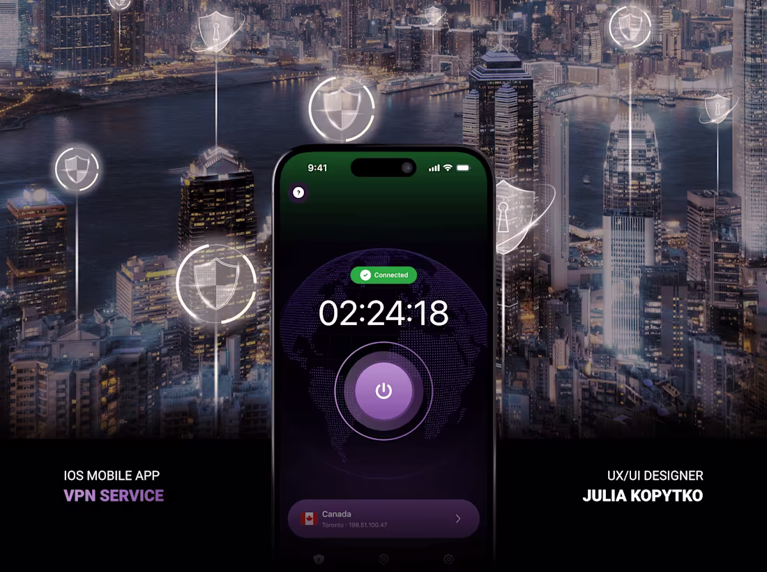 Cover image for VPN Service – iOS Mobile App – UI/UX Design