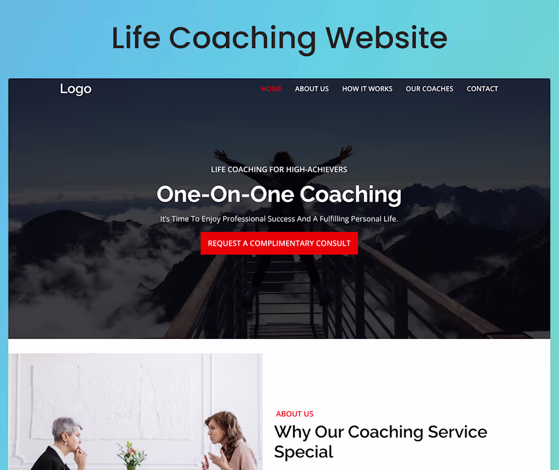 Cover image for One on one coaching service company website on Behance