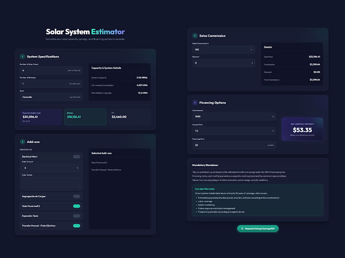 Cover image for Solar System Estimator / Quotation