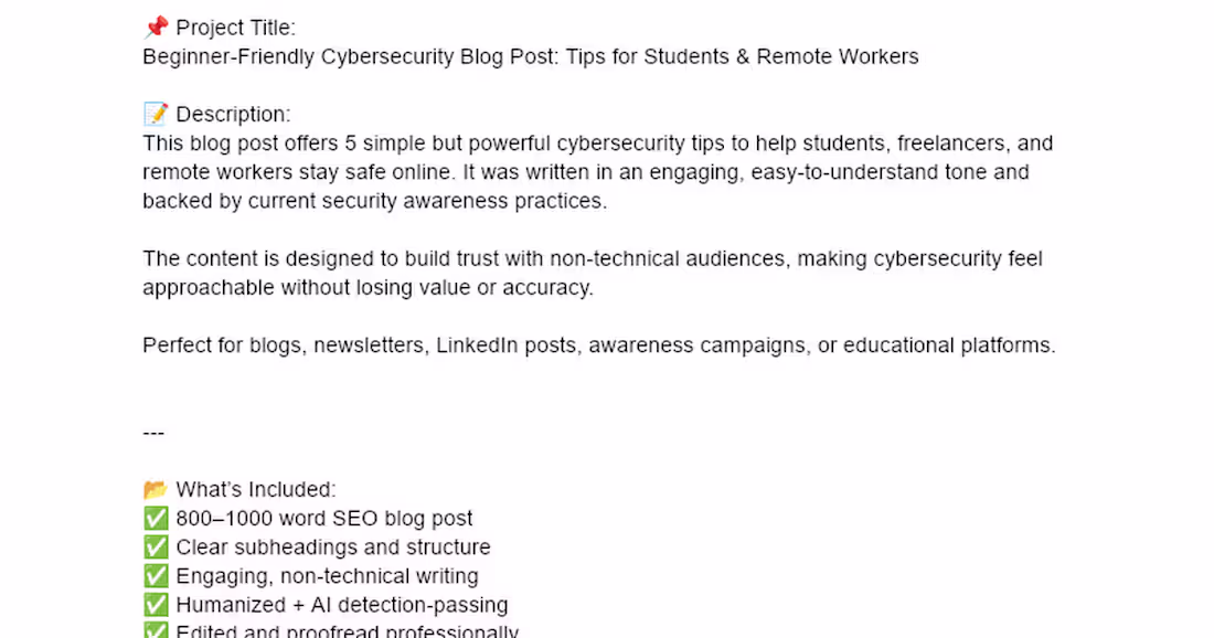 Cover image for Beginner-Friendly Cybersecurity Blog Post