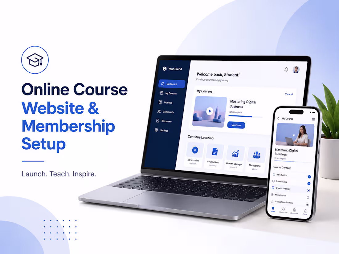 Cover image for Professional Online Course Website & Membership Setup