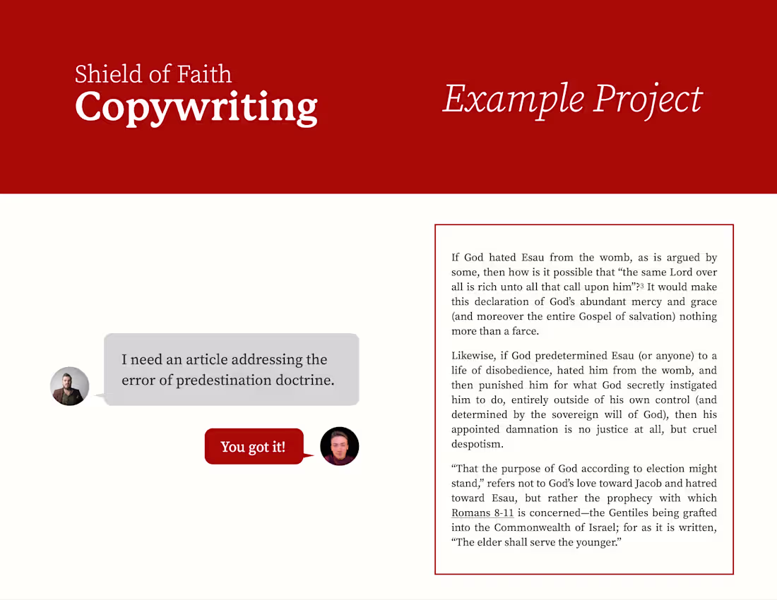Cover image for Example Project | Shield of Faith Copywriting