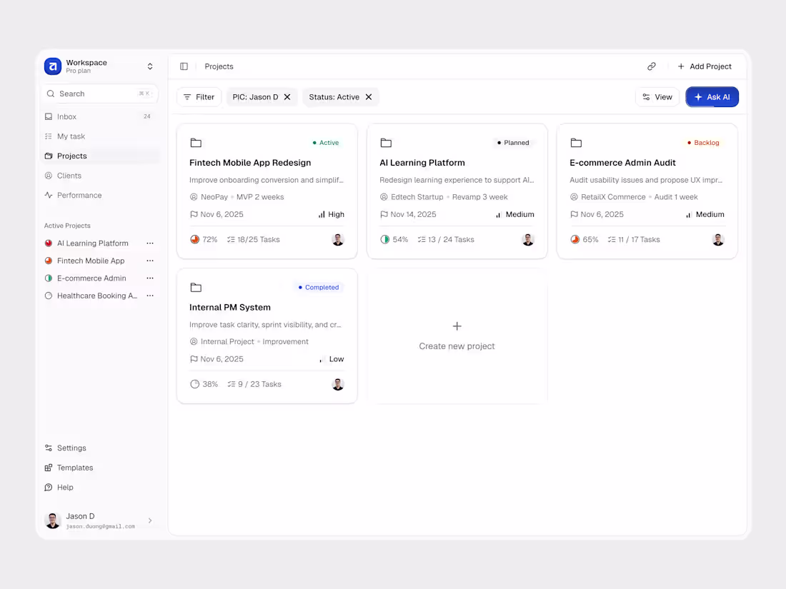 Cover image for Project Dashboard Concept — Built for Real Work A lightweigh...
