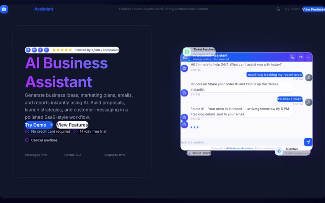 Cover image for Developed a responsive AI Business