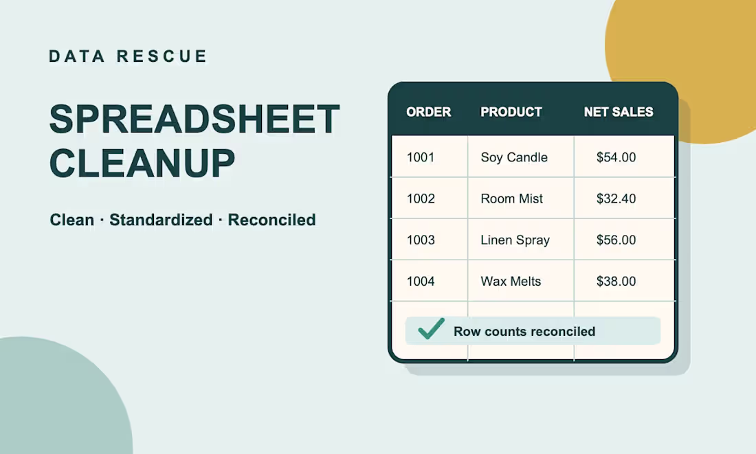 Cover image for I will clean and reconcile your Excel or CSV business data