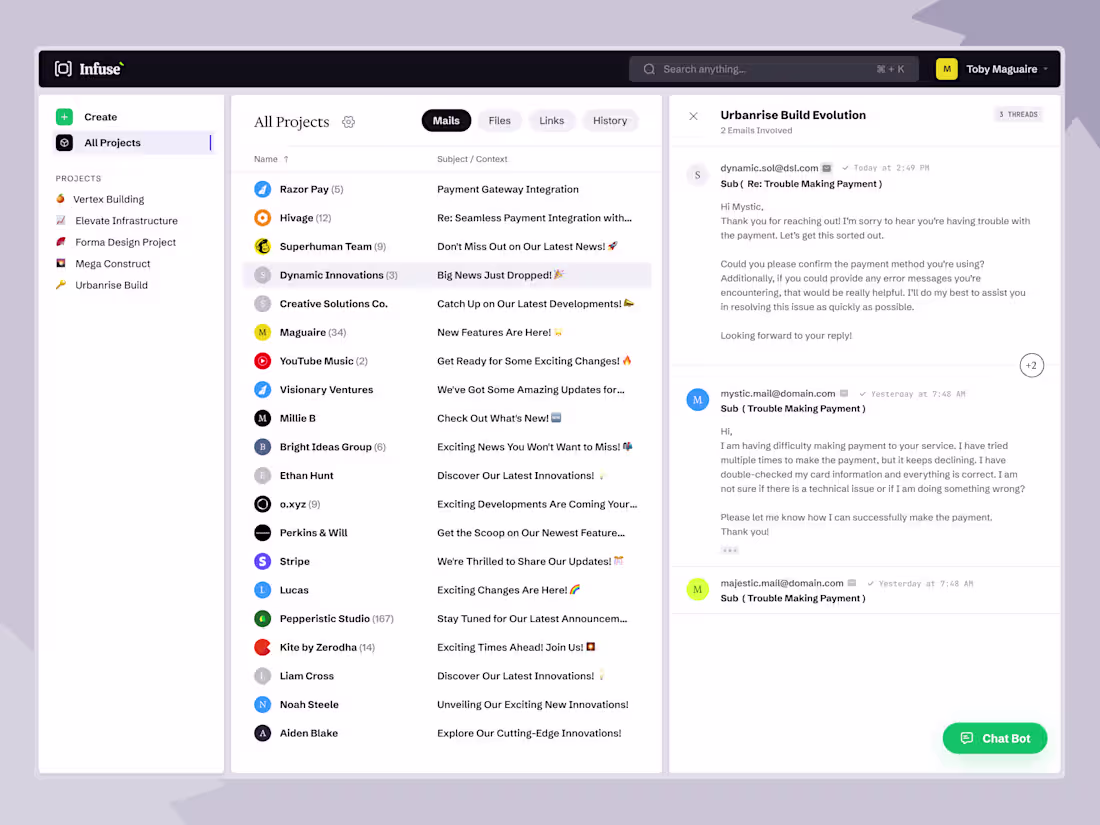 Cover image for Infuse — Project-Based Email Workspace Infuse is a modern em...