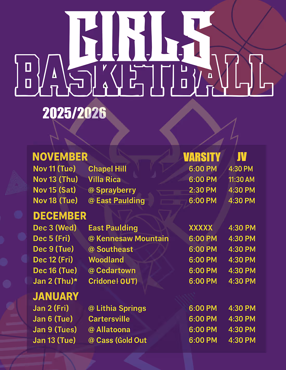 Cover image for High school basketball ball schedule