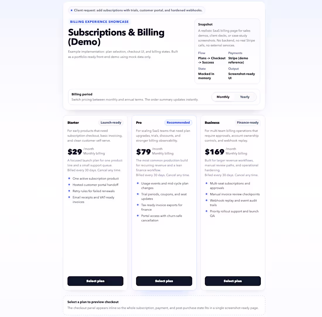 Cover image for Stripe Billing Integration: Plans, Checkout