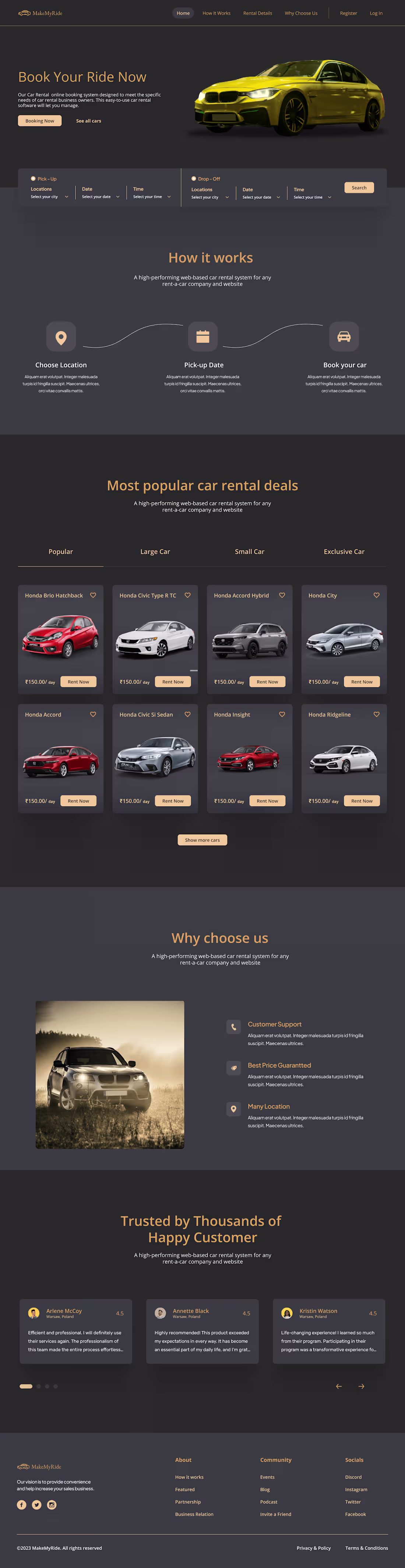 Cover image for MakeMyRide – Car Rental Website UI Design