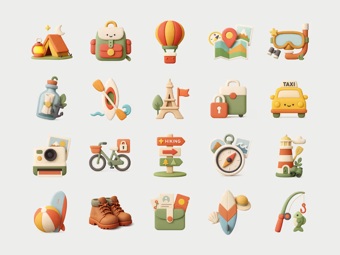 Cover image for Roam: Free Premium Travel 3D Icon Set