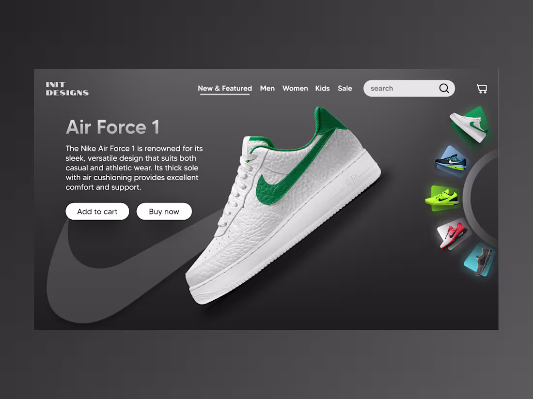 Cover image for Nike Air Force 1 Product Landing Page Concept
