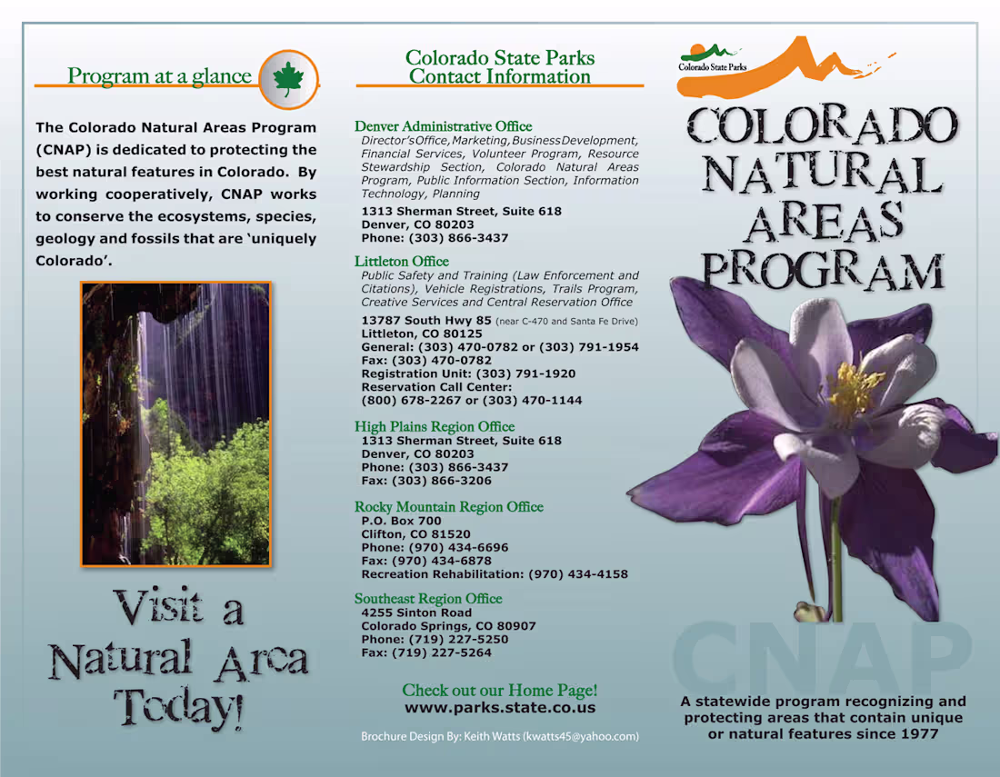 Cover image for Colorado Parks Brochure
