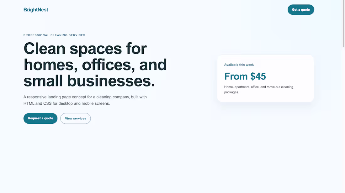 Cover image for Responsive landing page concept for