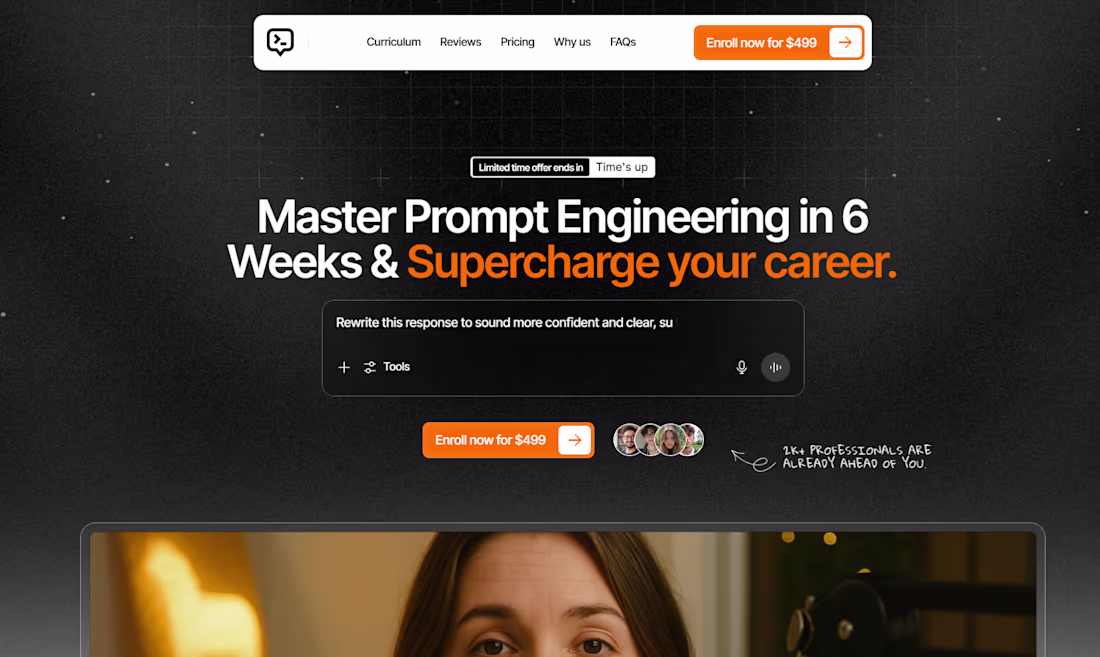Cover image for Influencer Learning Course Landing Page Redesign