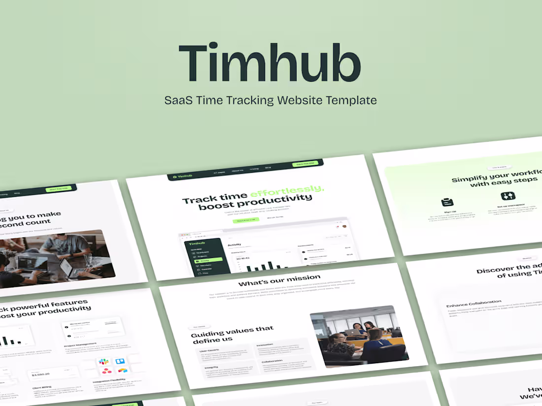 Cover image for Timhub - SaaS Time Tracking Website Template
