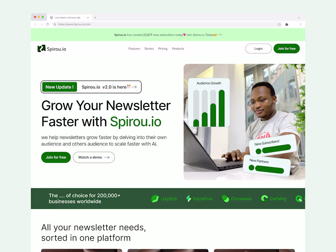 Cover image for UI/UX Design for Spirou.io Newsletter Growth Tool