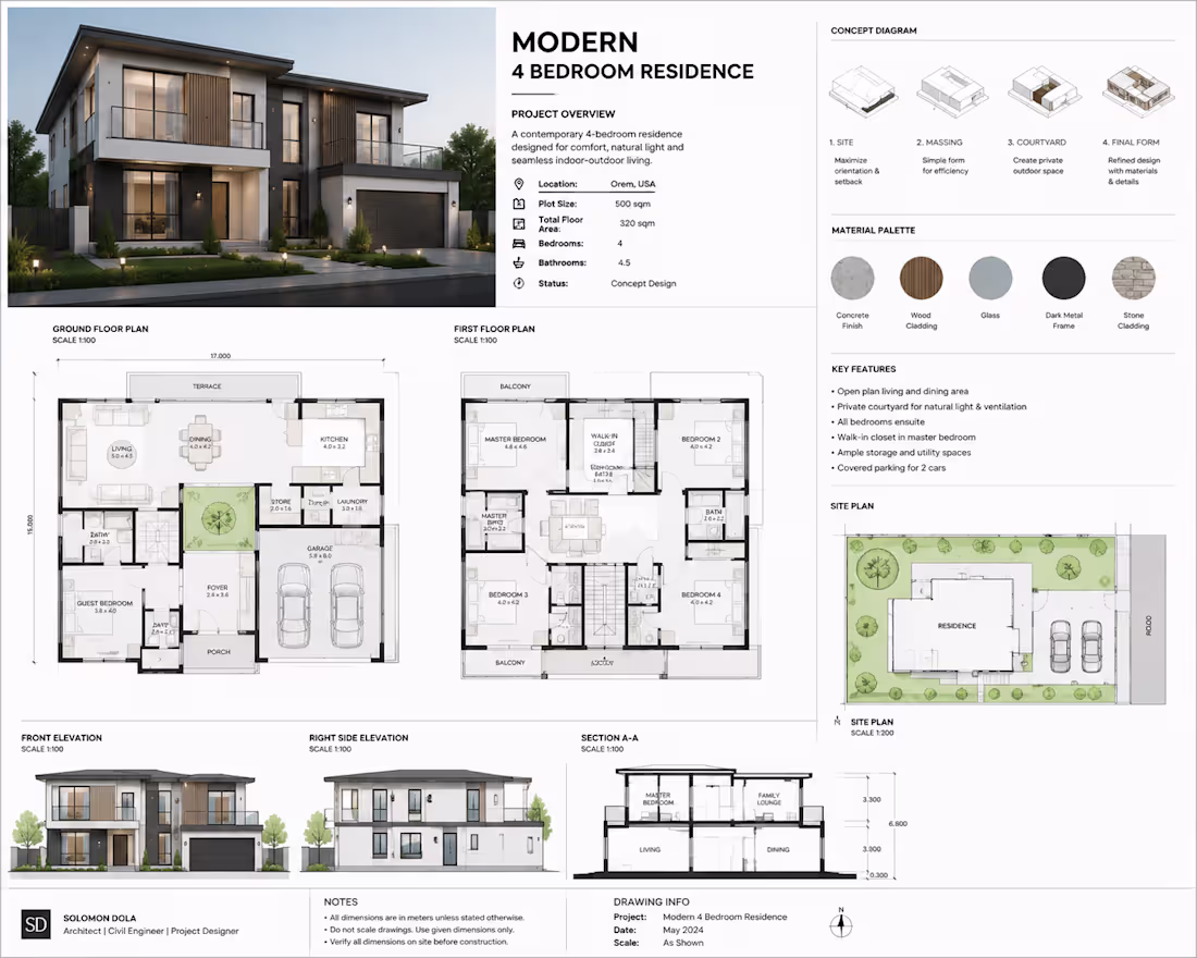 Cover image for Contemporary 4-bedroom residence designed with