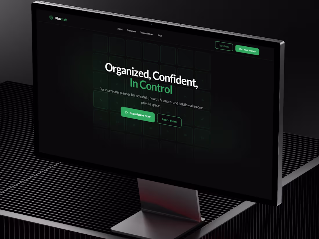 Cover image for PlanCraft Case Study: Productivity App UI & Webflow Design