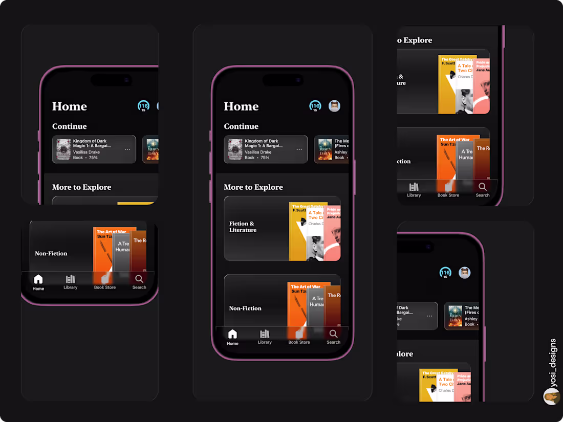 Cover image for Apple Books — Liquid Glass Reimagining (UI/UX Concept)