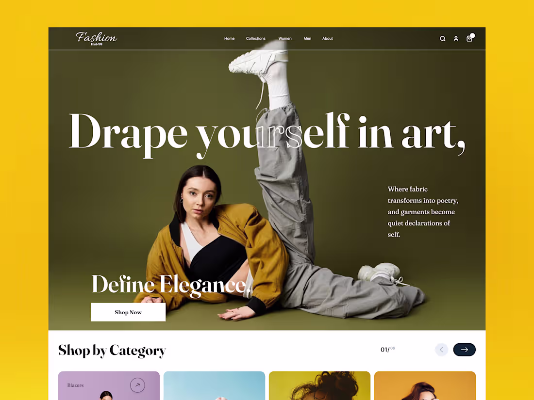 Cover image for clothing Fashion e-commerce website landing page, to take th...