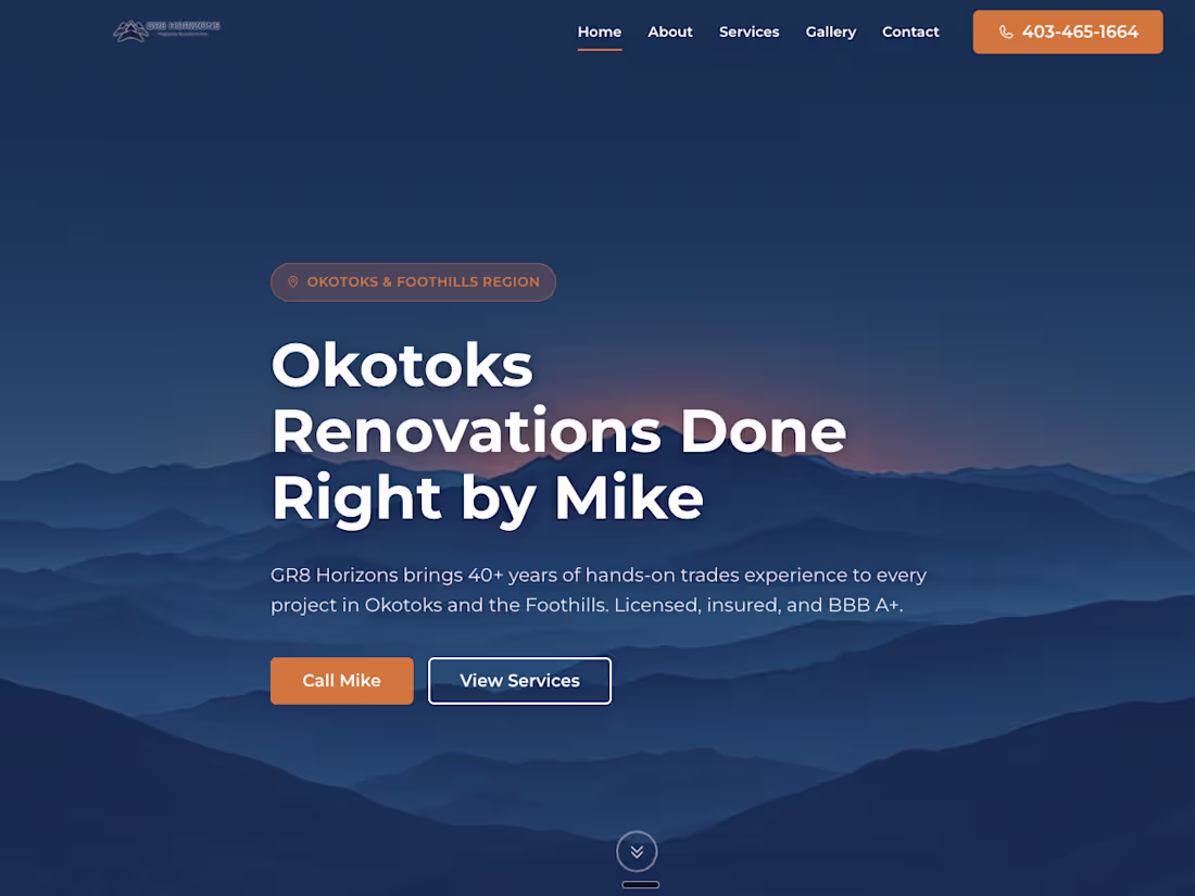 Cover image for Renovation contractor site, Okotoks Alberta.