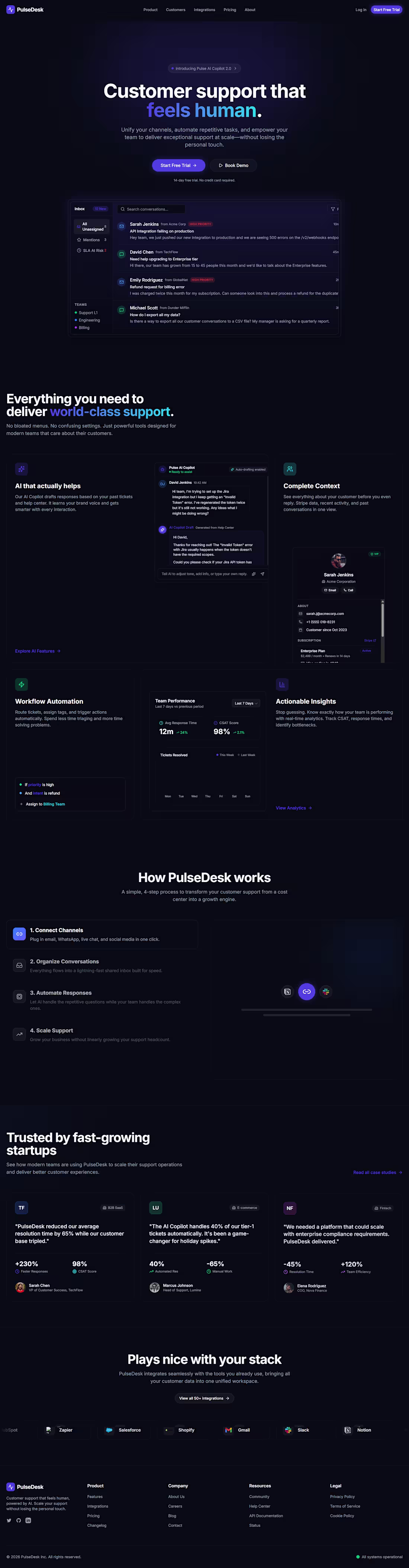 Cover image for PulseDesk - AI Customer Support