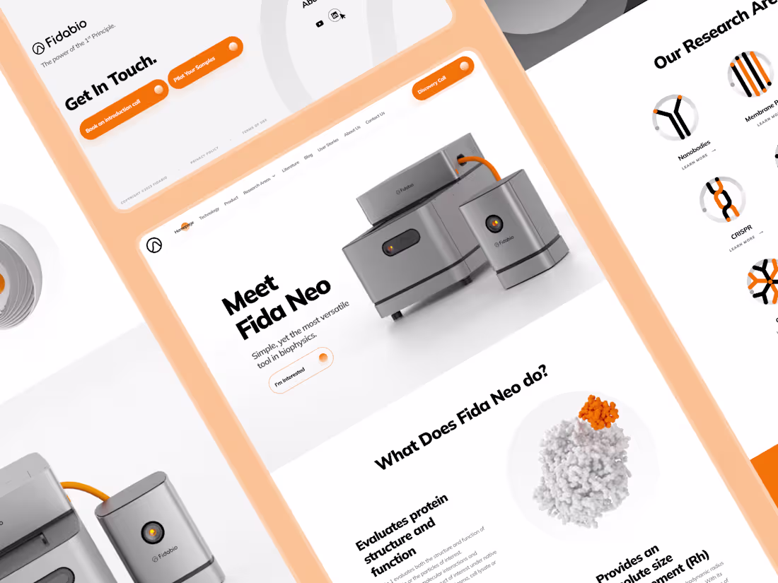 Cover image for fidabio: Future of Protein Analysis | Biotech Product Page UIUX