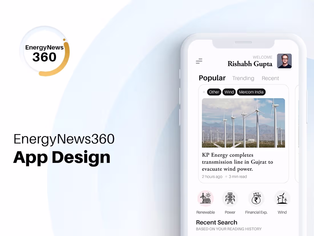 Cover image for EnergyNews360 Mobile App Design
