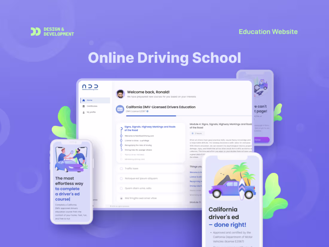 Cover image for Online Driving School Web/Mobile 