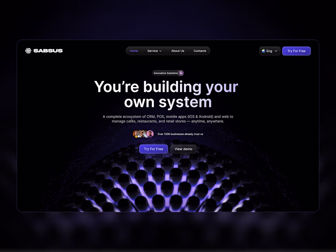 Cover image for Futuristic Website Design for Sabsus CRM