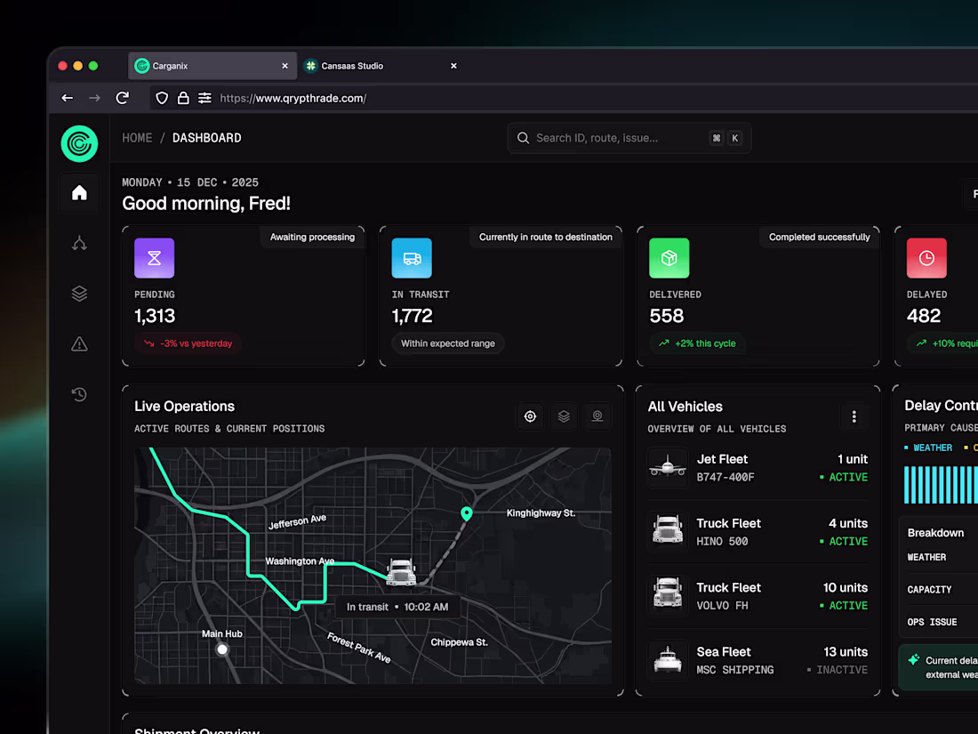 Cover image for Carganix - Logistics Dashboard